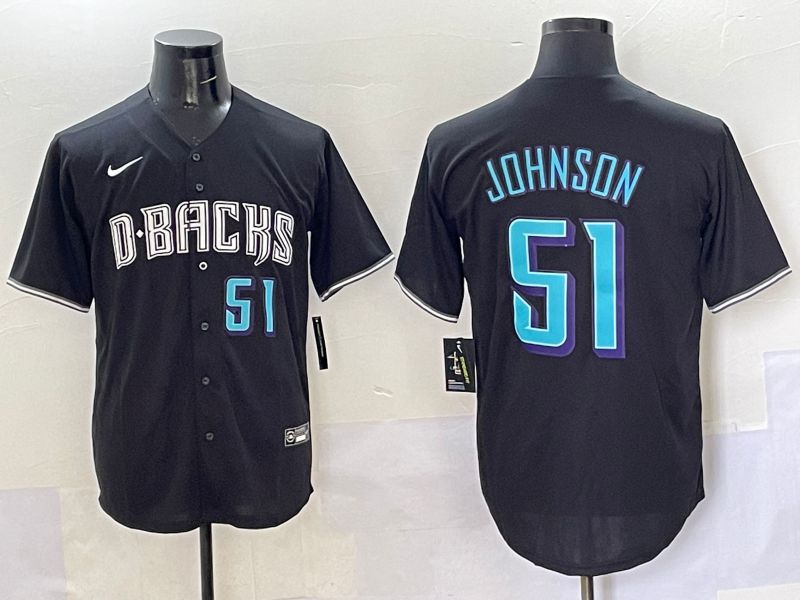 Men 2025 Arizona Diamondback #51 Johnson Black Joint Name Nike MLB Jersey style 4
